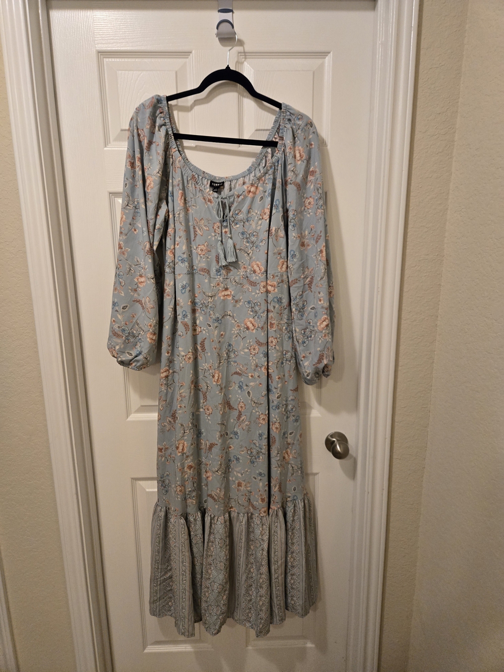 torrid Light Blue Floral Maxi Dress with Tassel Tie